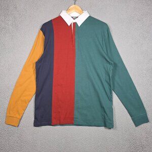 Asos Rugby Polo Shirt Mens Size Medium Color Block Long Sleeve 90s Cotton NWT